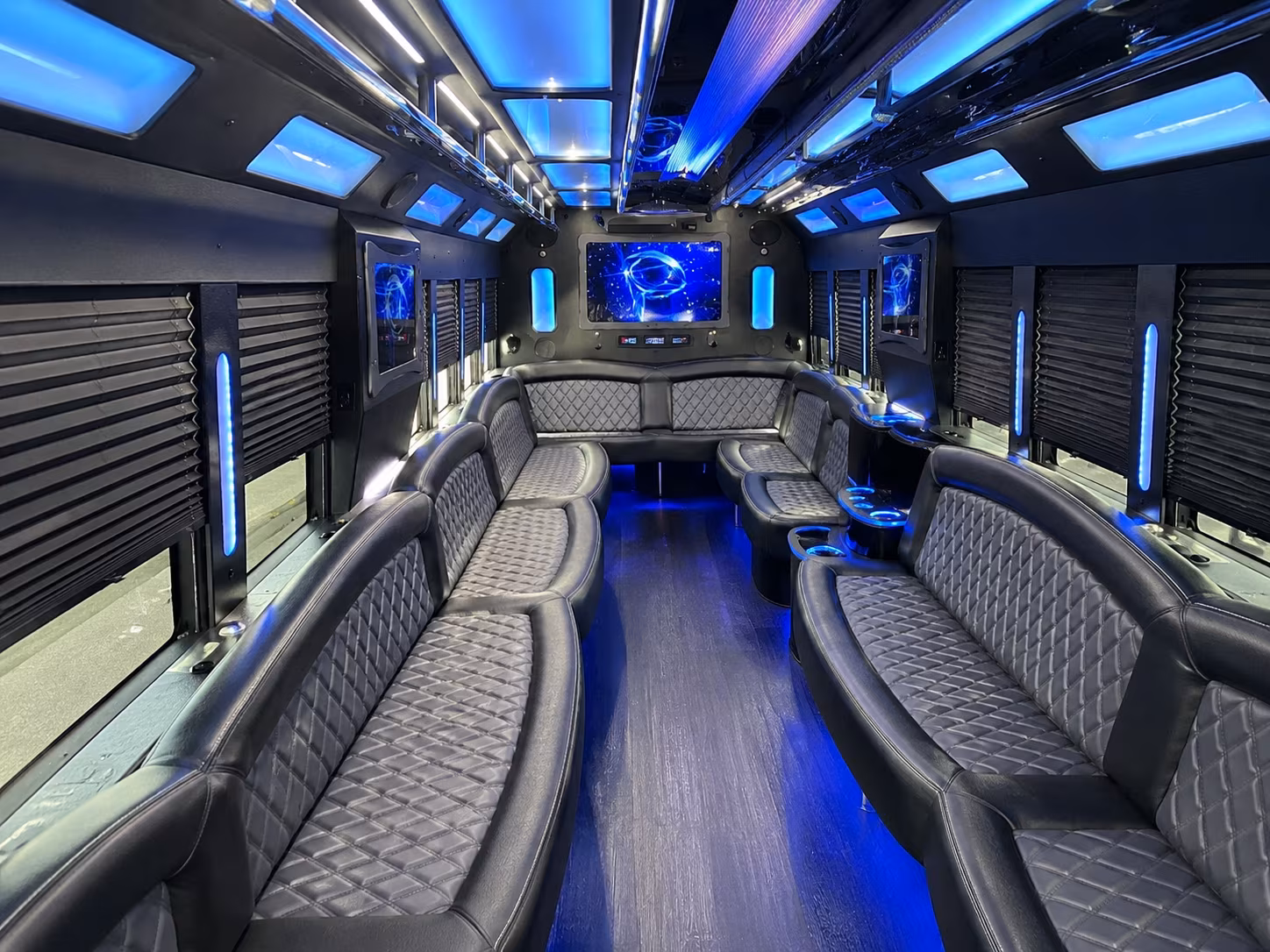 Arlington Birthday, Sweet 16, & Quinceañera Transportation party bus interior