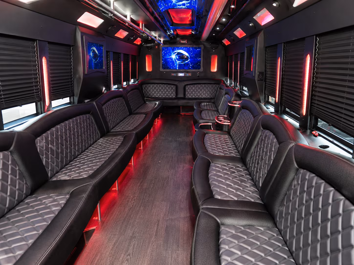 White party bus exterior