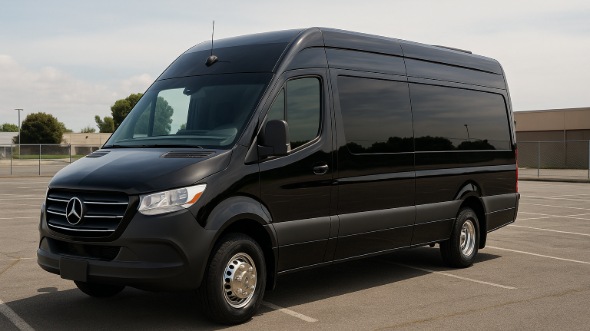 Exterior of Charter Bus Company Frisco's 14 Passenger Sprinter Limousine in Frisco