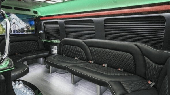 Interior of Charter Bus Company Frisco's 15 Passenger Party Bus in Frisco