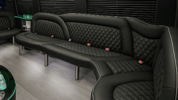 Interior of Charter Bus Company Carrollton's 18 Passenger Party Bus in Carrollton