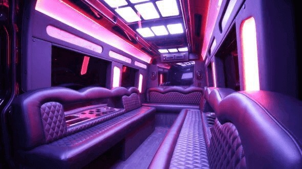 Interior of Charter Bus Company Dallas's 18 Passenger Party Bus in Dallas