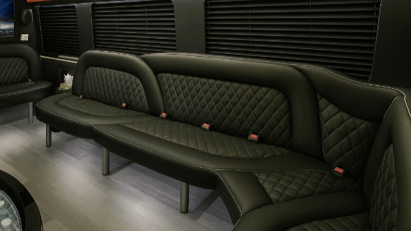 Interior of Charter Bus Company Irving's 18 Passenger Party Bus in Irving