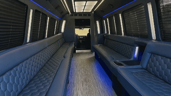 Interior of Charter Bus Company Garland's 20 Passenger Party Bus in Garland