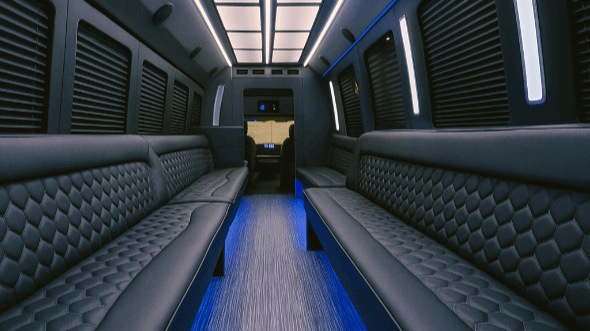 Interior of Charter Bus Company Frisco's 25 Passenger Party Bus in Frisco