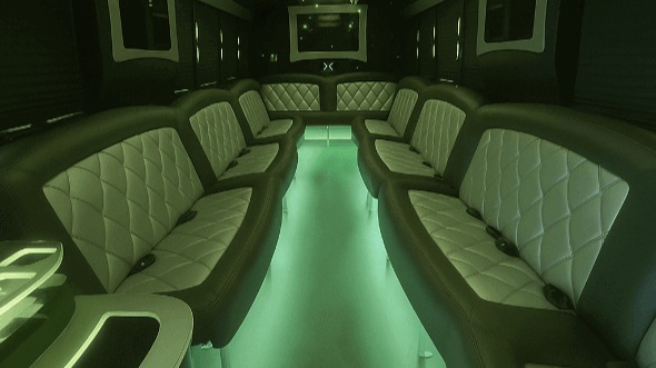 Interior of Charter Bus Company Garland's 25 Passenger Party Bus in Garland