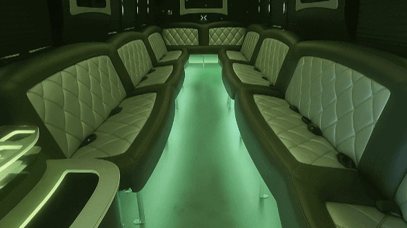 Interior of Charter Bus Company Lewisville's 28 Passenger Party Bus in Lewisville