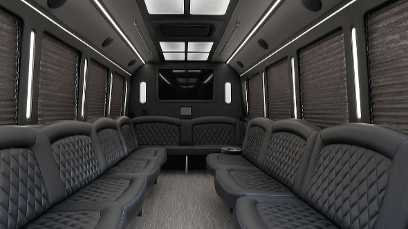 Interior of Charter Bus Company Grand Prairie's 30 Passenger Party Bus in Grand Prairie