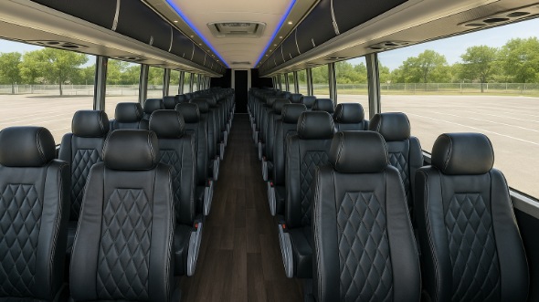 Interior of Charter Bus Company Arlington's 45 Passenger Charter Bus in Arlington