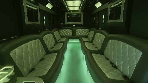 Interior of Charter Bus Company Frisco's 50 Passenger Party Bus in Frisco