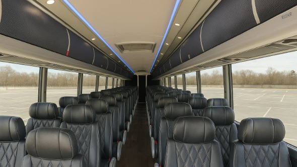 Interior of Charter Bus Company Arlington's 55 Passenger Charter Bus in Arlington