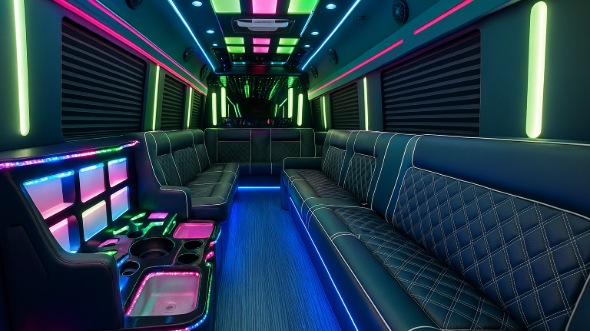 arlington 50 passenger party bus inside